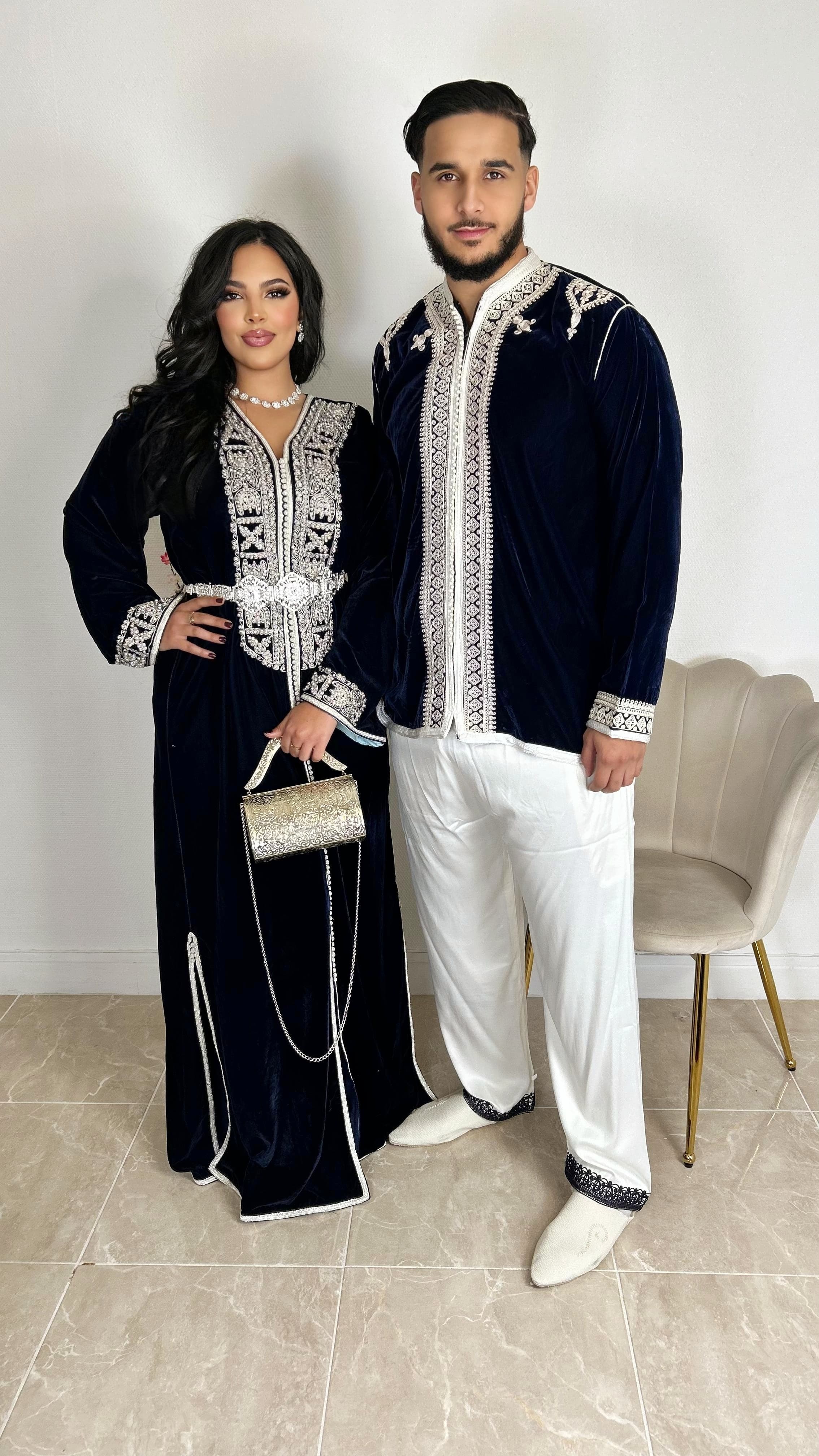 caftan velours brodé a la main