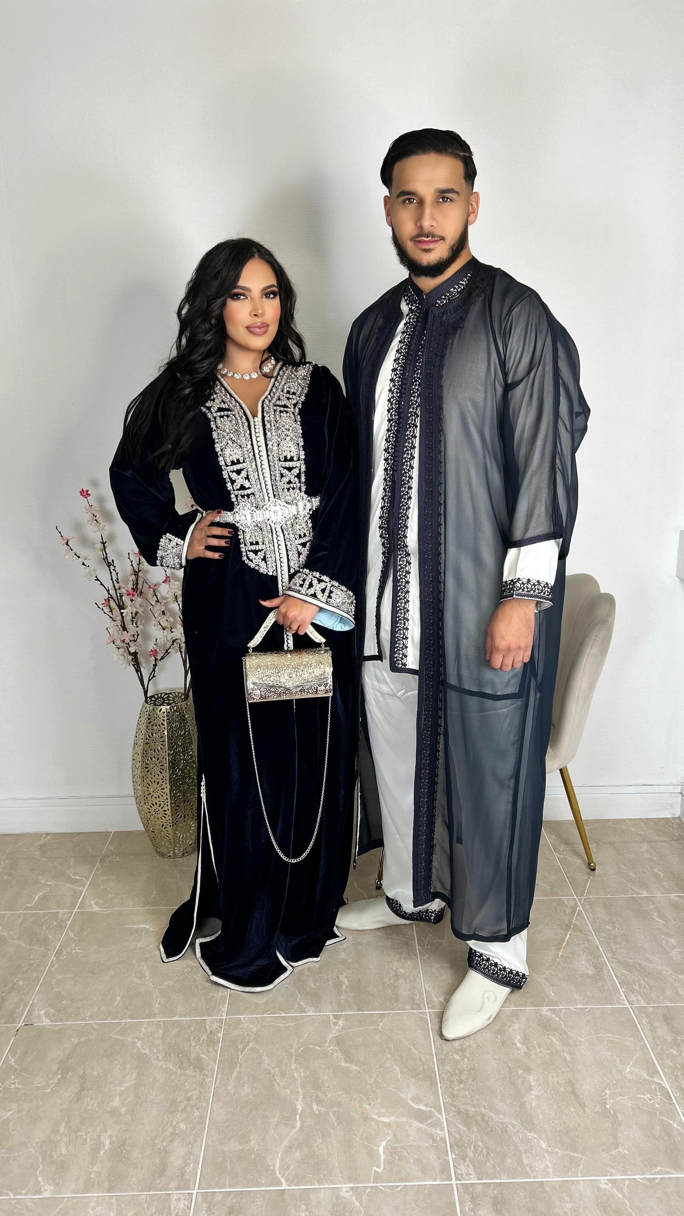 caftan velours brodé a la main